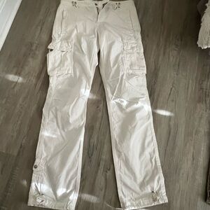 True Religion Women's White Straight Leg Cargo Pants